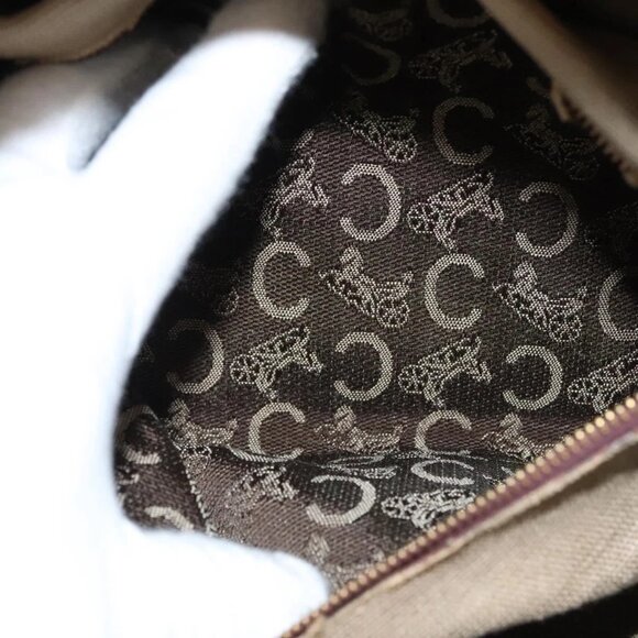 CELINE C Sulky Boston Bag Canvas Brown Gold Auth ep8383 - Picture 13 of 16